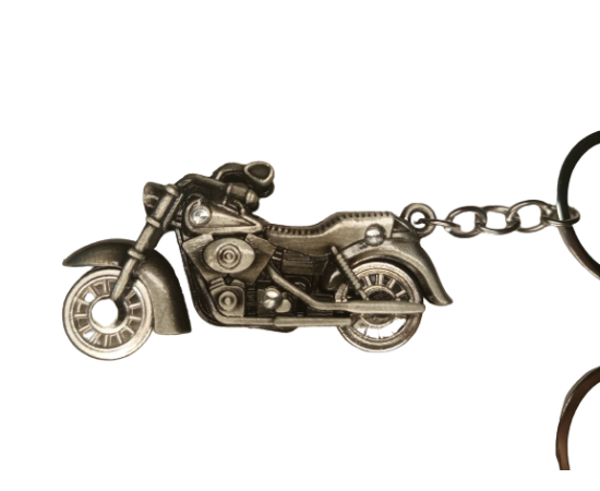 Metallic Bike Keychain with Rotating Wheels - One Piece