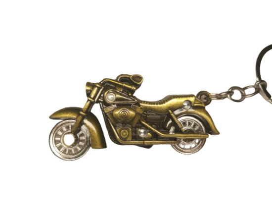 Metallic Bike Keychain with Rotating Wheels - One Piece