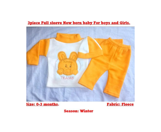 Newborn Baby 3 PCS Light Yellow Sleeve Suit - 1 Pack