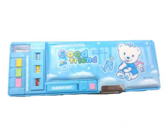 Small Button Fancy Pencil Box For Kids - Blue