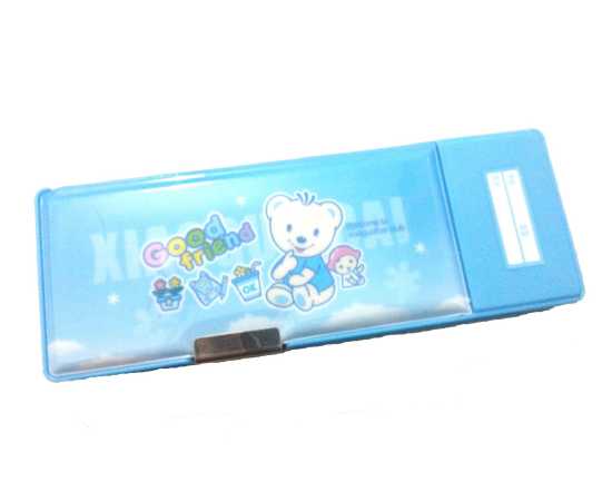 Small Button Fancy Pencil Box For Kids - Blue
