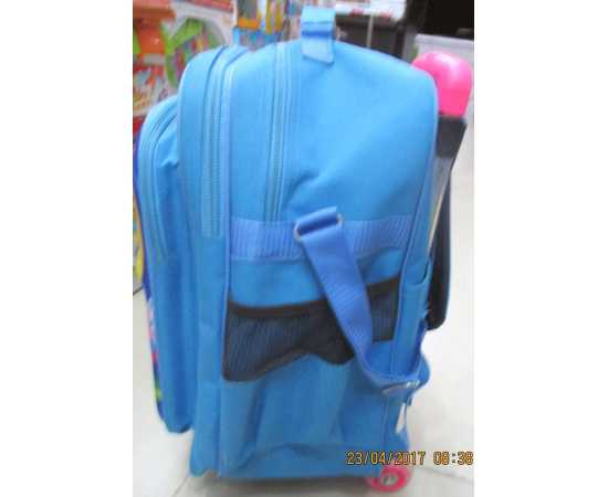 3D-Cartoon Character Trolley School Bag - Blue