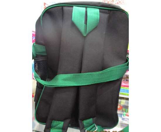 3D-Cartoon Character Ben Ten School Bag - Black & Green