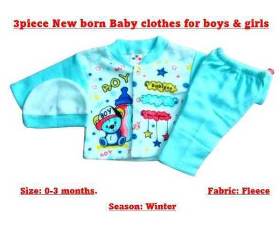 Newborn Baby 3 PCS Light Blue Suit For Boys And Girls - 1 Pack