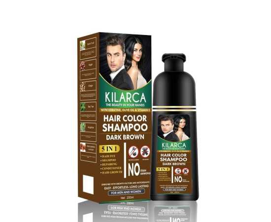 Kilarca 5 In 1 Hair Color Shampoo Natural & Healthy 200 Ml – Dark Brown