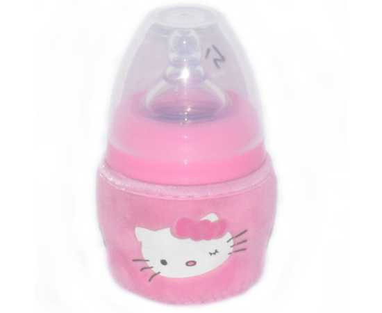 Baby Cat Bear Panda Silicone Pp Milk Feeding Glass 260 Ml - Pink