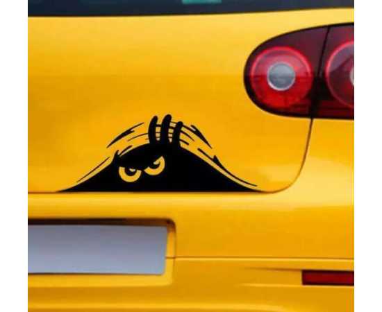 Multipurpose Black Peeking Stylish Monster Sticker - 1 Piece