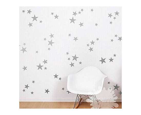 Pack Of 100 Stars Stickers Pvc Silver Shiny Colour Wall Stickers