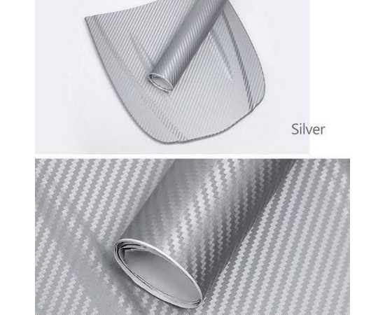 12 X 36 Inches Silver Sticker 3D Carbon Fiber Sticker Paper For Laptops & Mobile