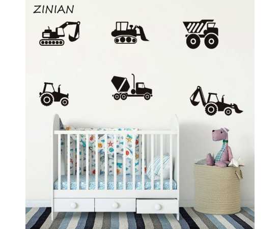 6 Vehicles Kids Room Wall Sticker Kid Wall Stickers Cars Sticker