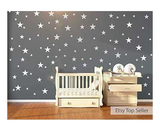 Pack Of 100 Stars Stickers Pvc Silver Shiny Colour Wall Stickers