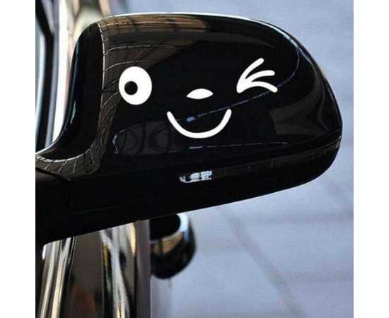 2 Smiling Eye Blink Winks Face Black For Car Side Mirror Sticker Stickers