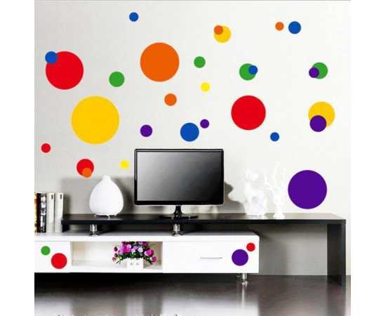 Pack Of 100 Dot Circles Polka Dots Circle Wall Stickers For Kids Bedroom