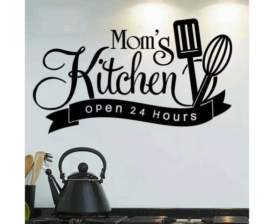 Mom'S Kitchen Always Open Black Kitchen Wall Decoration Sticker