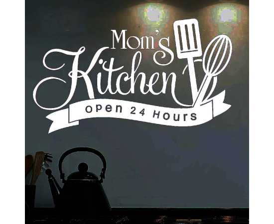 Mom'S Kitchen Always Open Black Kitchen Wall Decoration Sticker