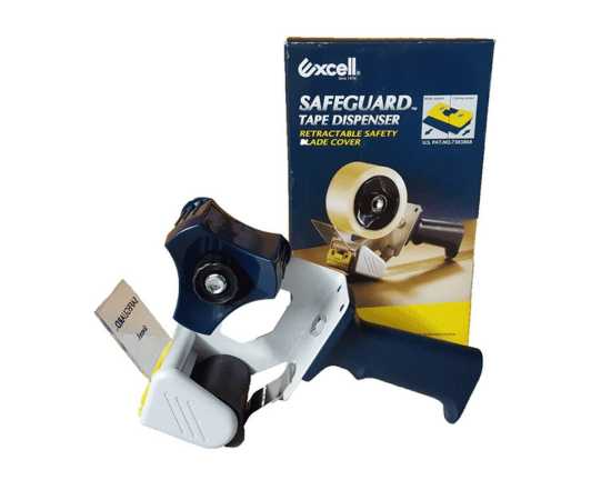 Excell Safeguard Tape Dispenser With Retractable Safety Blade Cover