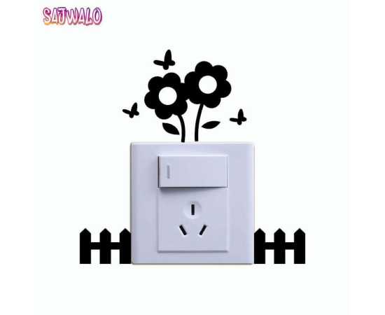 Beautiful Flower Fence Switch Sticker Wall Decoration
