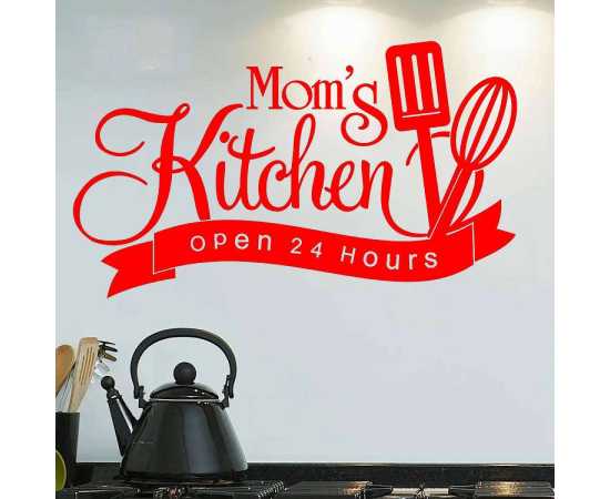 Mom'S Kitchen Always Open Black Kitchen Wall Decoration Sticker