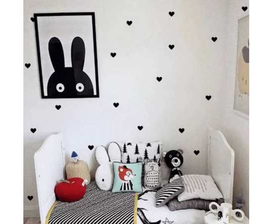 Pack Of 50 Hearts Stickers Pvc Multi Colours Wall Stickers