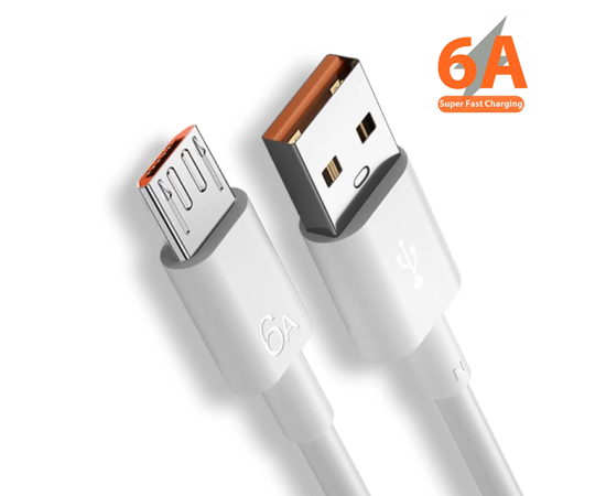 6A Fast Charging White Data Cable For All Mobile Phones - 1 Piece 6A Fast Charging White Data Cable For All Mobile Phones - 1 Piece
