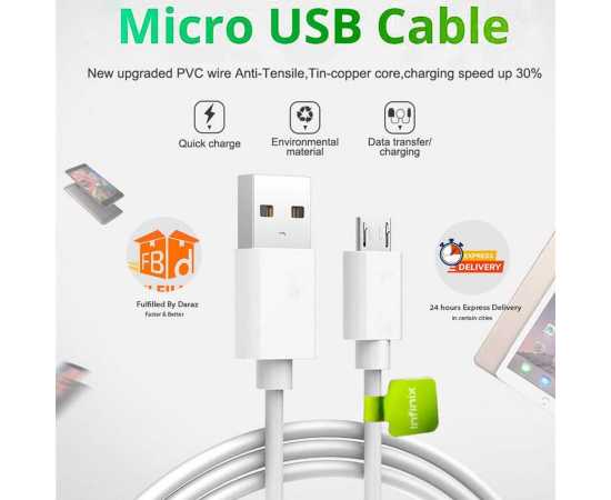 6A Fast Charging White Data Cable For All Mobile Phones - 1 Piece 6A Fast Charging White Data Cable For All Mobile Phones - 1 Piece