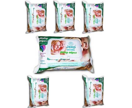 Pack Of 6 Camera Jeep Baby Wipes - 80Pcs Pack