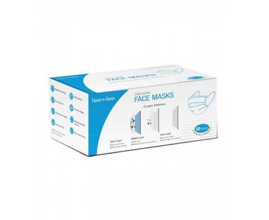 Haan + Haan Regular 50 Pc’s Protective 3 Layer Disposible Mask With Melt-blown Filter - Sgs Approved (Bfe>95%) – 75 GSM