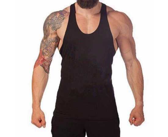 Pack Of 3 Black Combed Cotton Body Builder Vest