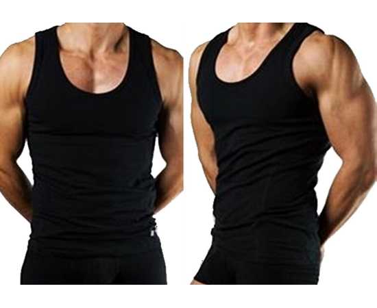 Pack Of 3 Black Combed Cotton Body Builder Vest