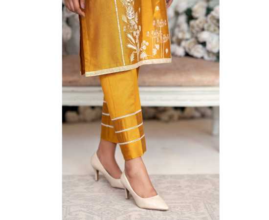 Bint al Bilaad Khadi Viscose Stylish Embroidered Suit For Women - Yellow - Pack of 2 PCS Bint al Bilaad Khadi Viscose Stylish Embroidered Suit For Women - Yellow - Pack of 2 PCS