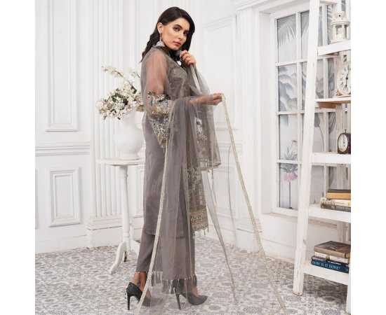 Bint al Bilaad Fancy Stylish Embroidered Suit For Women -  Grey - Pack of 3 PCS Bint al Bilaad Fancy Stylish Embroidered Suit For Women -  Grey - Pack of 3 PCS