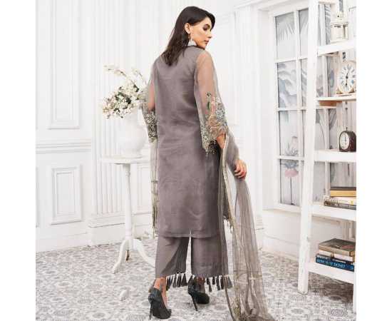 Bint al Bilaad Fancy Stylish Embroidered Suit For Women -  Grey - Pack of 3 PCS Bint al Bilaad Fancy Stylish Embroidered Suit For Women -  Grey - Pack of 3 PCS
