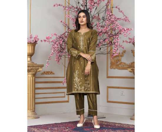 Bint al Bilaad Khadi Viscose Stylish Embroidered Suit For Women - Green - Pack of 2 PCS Bint al Bilaad Khadi Viscose Stylish Embroidered Suit For Women - Green - Pack of 2 PCS