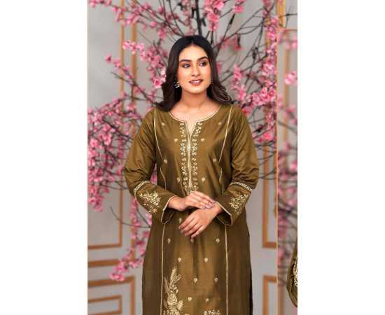 Bint al Bilaad Khadi Viscose Stylish Embroidered Suit For Women - Green - Pack of 2 PCS Bint al Bilaad Khadi Viscose Stylish Embroidered Suit For Women - Green - Pack of 2 PCS