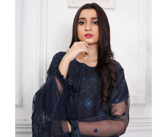 Bint al Bilaad Fancy Stylish Embroidered Suit For Women - Blue - Pack of 3 PCS Bint al Bilaad Fancy Stylish Embroidered Suit For Women - Blue - Pack of 3 PCS