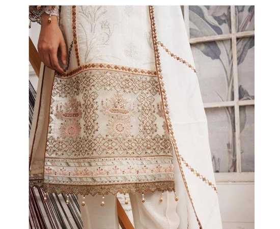Bint al Bilaad Fancy Embroidered Suit For Women - Off White - Pack of 3 PCS Bint al Bilaad Fancy Embroidered Suit For Women - Off White - Pack of 3 PCS
