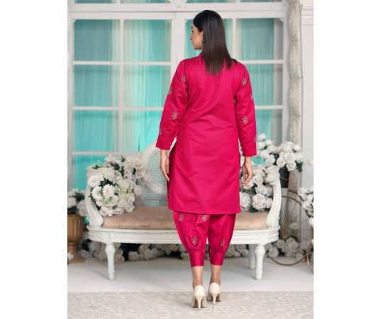 Bint al Bilaad Khadi Viscose Embroidered Suit For Women - Pink - Pack of 2 PCS Bint al Bilaad Khadi Viscose Embroidered Suit For Women - Pink - Pack of 2 PCS