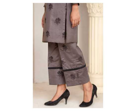 Bint al Bilaad Khadi Viscose Fancy Embroidered Suits For Women - Dark Grey - Pack of 2 PCS Bint al Bilaad Khadi Viscose Fancy Embroidered Suits For Women - Dark Grey - Pack of 2 PCS