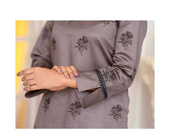 Bint al Bilaad Khadi Viscose Fancy Embroidered Suits For Women - Dark Grey - Pack of 2 PCS Bint al Bilaad Khadi Viscose Fancy Embroidered Suits For Women - Dark Grey - Pack of 2 PCS