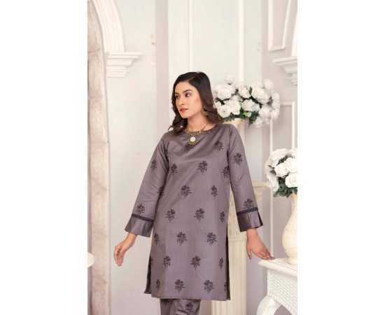 Bint al Bilaad Khadi Viscose Fancy Embroidered Suits For Women - Dark Grey - Pack of 2 PCS Bint al Bilaad Khadi Viscose Fancy Embroidered Suits For Women - Dark Grey - Pack of 2 PCS