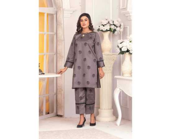 Bint al Bilaad Khadi Viscose Fancy Embroidered Suits For Women - Dark Grey - Pack of 2 PCS Bint al Bilaad Khadi Viscose Fancy Embroidered Suits For Women - Dark Grey - Pack of 2 PCS