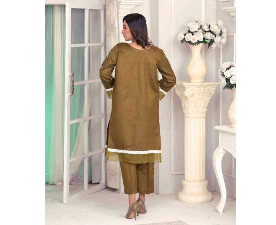 Bint al Bilaad Khadi Viscose Embroidered Suit For Women - Green - Pack of 2 PCS Bint al Bilaad Khadi Viscose Embroidered Suit For Women - Green - Pack of 2 PCS
