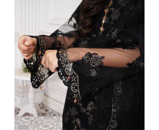 Bint al Bilaad Fancy Embroidered Suit For Women - Black - Pack of 3 PCS Bint al Bilaad Fancy Embroidered Suit For Women - Black - Pack of 3 PCS