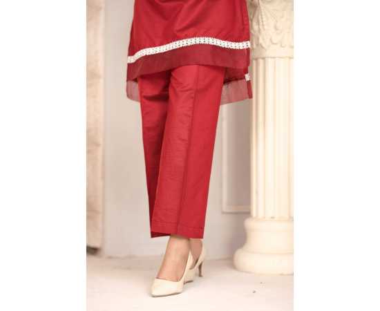 Bint al Bilaad Khadi Viscose Stylish Embroidered Suit For Women - Red - Pack of 2 PCS Bint al Bilaad Khadi Viscose Stylish Embroidered Suit For Women - Red - Pack of 2 PCS