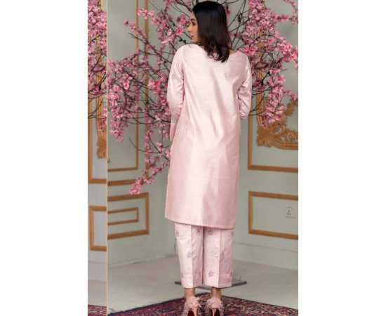 Bint al Bilaad Khadi Viscose Embroidered Suit For Women - Light Pink - Pack of 2 PCS Bint al Bilaad Khadi Viscose Embroidered Suit For Women - Light Pink - Pack of 2 PCS