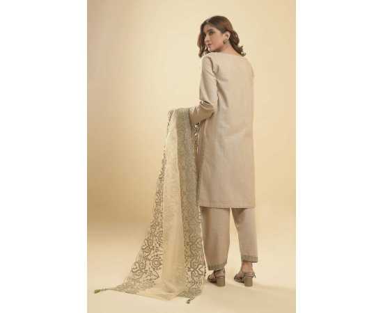 Needleast Supreme Khaddar Shirt, Trouser & Dupatta Skin Stitched Suit For Women - Pack of 3 PCS