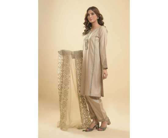 Needleast Supreme Khaddar Shirt, Trouser & Dupatta Skin Stitched Suit For Women - Pack of 3 PCS