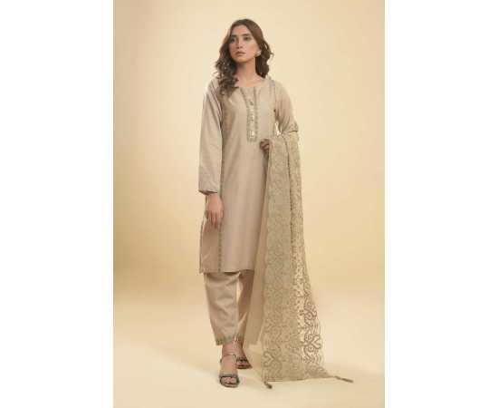 Needleast Supreme Khaddar Shirt, Trouser & Dupatta Skin Stitched Suit For Women - Pack of 3 PCS