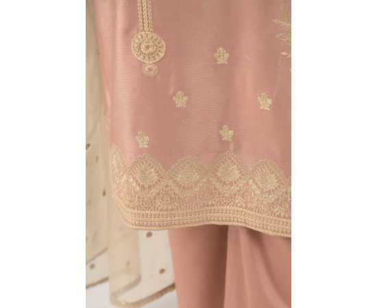 Needleast Supreme Linen Shirt & Dupatta Peach Color Stitched Suit For Women - Pack of 2 PCS