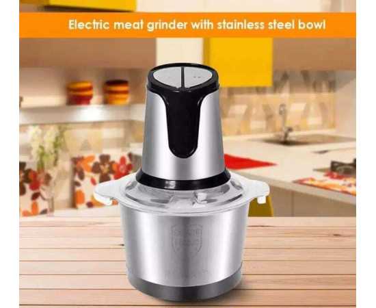 Stainless Steel 2 Speeds Big Capacity Electric Meat Grinder Food Processor - Silver